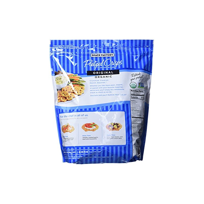 Snack Factory Pretzel Crisps, Original ORGANIC, 28 oz Bag