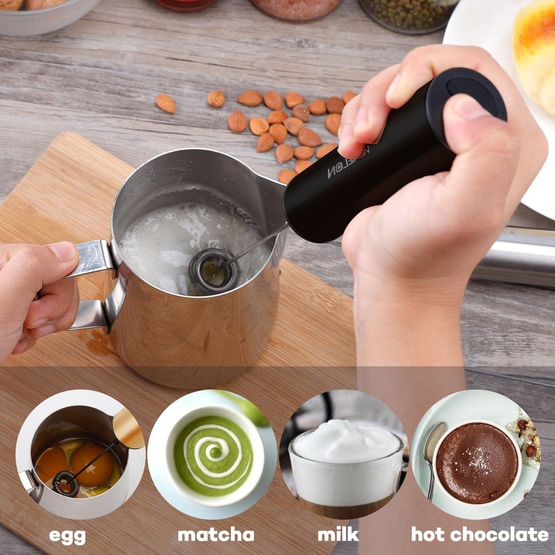 Rechargeable Milk Frother, Electric Coffee Foamer, Handheld Drink Mixer for