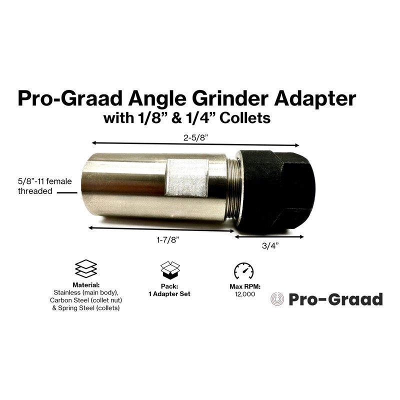 SuperGrindz 5/8”-11 Thread Angle Grinder Extension Shaft Set, Grinder Adapter