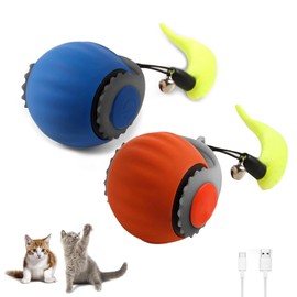 Velmoriah 2-Pack Speedy 3.0 Tail Cat Toy, 2025 Upgrade Smart Interactive Cat Toy Balls with 2 Speed, Cat Chase Toy for Cats, Dogs