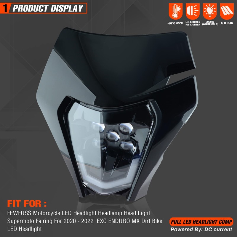 fewfuss Dirt Bike Led Headlight Motorcycle 2020-2022 Enduro Headlight Kit