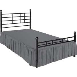 Peace Sleep Bedding - Ruffled Bed Skirt with Split Corners, Dark Grey, King 16 Inch Drop Bedskirt, Hotel Quality Brushed Microfiber Wrinkle Free Dust Ruffle Bed Skirt King Size