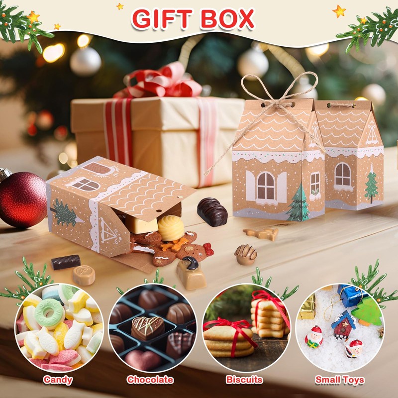LEMESO 24PCS Gift Boxes, Small Christmas Treat Boxes for Cookies