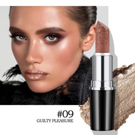 ARCHIDATE Brown Metallic Lipstick, High-Shine Metallic Finish, Long-Wearing, High Pigmented, Lightweight Velvety Smooth Hydrating Formula Glitter Lipstick, Full Coverage Lip Makeup for All Skin Tones