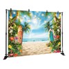 Summer Hawaiian Photography Backdrop Beach Tropical Flower Palm Leaves Surfboard