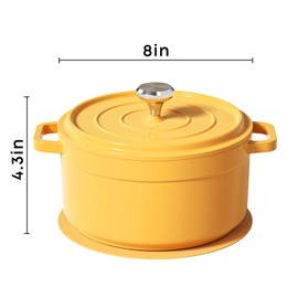 Small dutch oven,Sourdough dutch oven with lid,Round,Dual Handles, Heavy-Duty Cookware for Bread Baking, Braising, Stews, Roasting