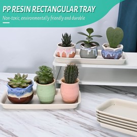 UOIENRT Rectangular Plastic Plant Saucers Tray, Window Sill Plant Tray, Drip Trays for Potted Plants, Plant Trays for Indoors No Holes for Window Sills and Window Shelf