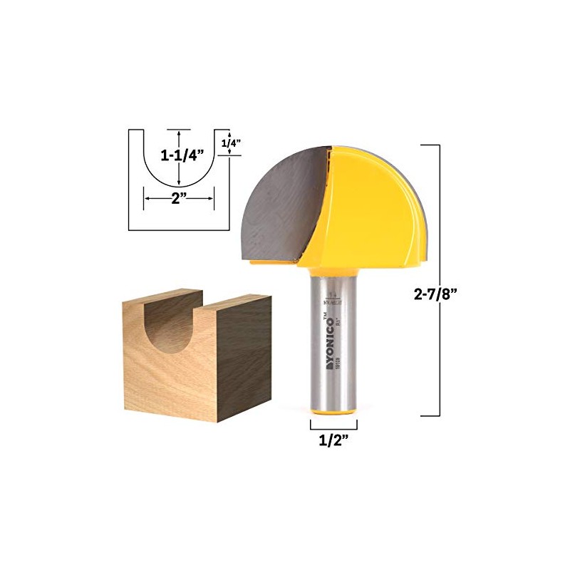 YONICO 19109 2-Inch Diameter Core Box Router Bit 1/2-Inch Shank