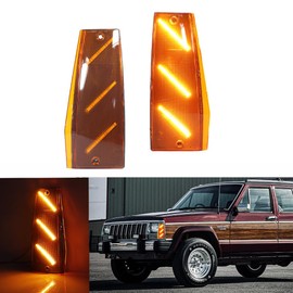 Tonsya For 1984-1996 Jeep Cherokee/1986-1992 Jeep Comanche/1984-1985 Jeep Wagoneer Front Bumper Signal Side Marker lights Amber Lens 56000110, CH2551113, 56000111, CH2550113