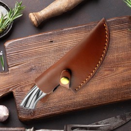 KAKUPPA 6 Inch PU Leather Knife Sheath for Matsato Knives, Universal PU Leather Sheath with Belt Loop for Kitchen Chef and Boning Knives, Suitable for Knives with Blade Lengths of 6in/15.24cm or Less (6in Brown 1pc)