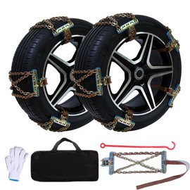 Snow Chains, Snow Tire Chains for Car SUV Pickup Trucks, Adjustable Universal Emergency Thickening Anti-skid Traction Chains,Tire Socks - Set of 6
