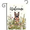 Spring Summer Garden Flag Floral German Shepherd Yard Flag Flower