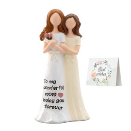 Mom Daughter Hand-Painted Figurine Statue, 6.1" Resin Decorative Sculpture, Loving You Forever Gift for Wonderful Mom, Mother's Day Birthday Gift from Daughter, Unique Keepsake Christmas Home Decor