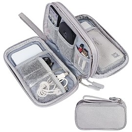 Ausein Organizador de Cables, Estuche para Cables y Cargadores para Viaje, Multifuncional Bolsa para Accesorios Electrónicos, Porta Cables Portátil Impermeable para Discos Duros, Tarjeta SD(Gris)