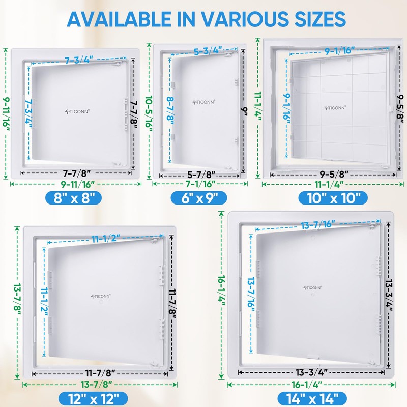 TICONN Access Panel for Drywall, 8 x 8 Inch ABS