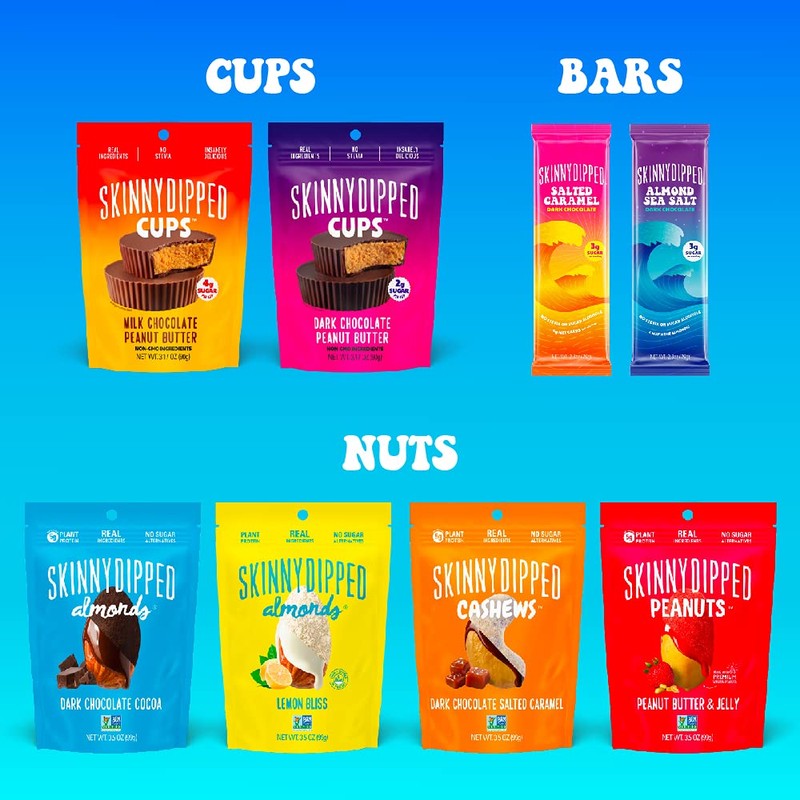 SkinnyDipped Super Dark Chocolate + Sea Salt Almonds, Vegan, Healthy