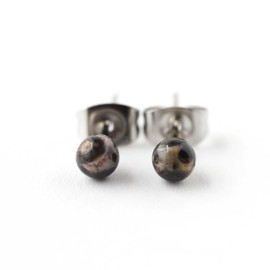 4mm Gemstone Stud Earrings - Hypoallergenic Surgical Steel (jasper)