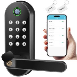 Keyless-Entry Fingerprint Smart Door Lock: Sifely Digital Electronic Lock with Code Passcode, Electric Door Knob, Biometric Door Handle, Perfect for Exterior/Interior/Entry/Bedroom Doors (Black)