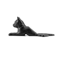 QWORK Iron Door Stopper, Decorative Vintage Anti-Rust Door Cat Stop Wedge for Bedroom, Bath and Exterior Doors, Black
