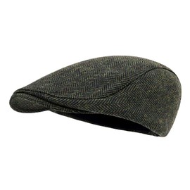STARANCE Men's Flat Cap Wool Tweed Driving Cap Irish Newsboy Hat (Herringbone Green)