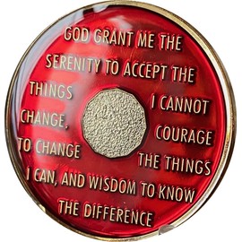 2 Year AA Medallion Metallic Mandarin Red Tri-Plate Sobriety Chip II