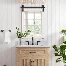 Besdomus Farmhouse Bathroom Wall Mirror: 22"x30" White Barn Door Solid Cedar Wood Frame Vanity Mirror - Rustic Home Decor for Bathroom/Living Room/Hallway - Modern Farmhouse Decor for Housewife