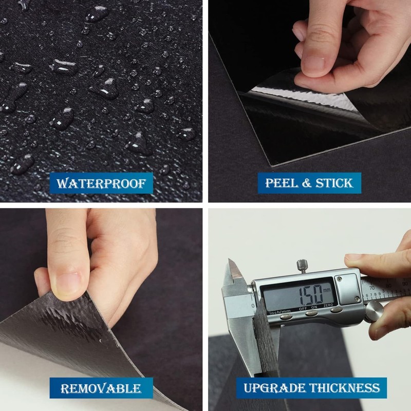 FunStick 15 Pcs Charcoal Grey Peel and Stick Floor Tile