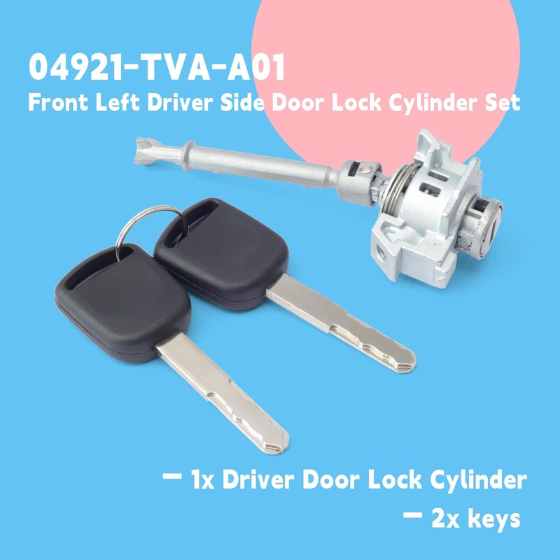 GLOXTED 04921-TVA-A01 Front Left Driver Side Door Lock Cylinder Set