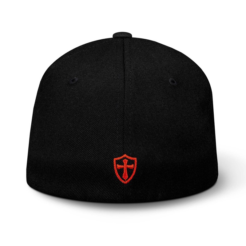 Crusader Baseball Cap for Men, Mid Profile Stretch Fitted, Black