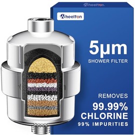 Wheelton Shower Filter - Upgraded Compressed Carbon Shower Head Filter for Hard Water, Remove Chlorine Fluoride, Heavy Metals, Chemicals to Revitalize Dry Itchy Skin (WS1)