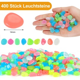 Pack of 400 Luminous Stones, Colourful Luminous Muggle Stones, Reusable Fluorescent Stones for Garden, Small Luminous Pebbles Stones for Garden, Aquarium, Balcony, Patio & Children's Room