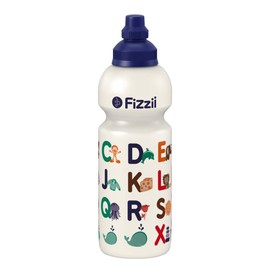 Fizzii Pop 600 ABC Plastic Bottle Leak-proof in Fizzy Pearl White ABC, Non-toxic, Dishwasher Safe, 600 ml