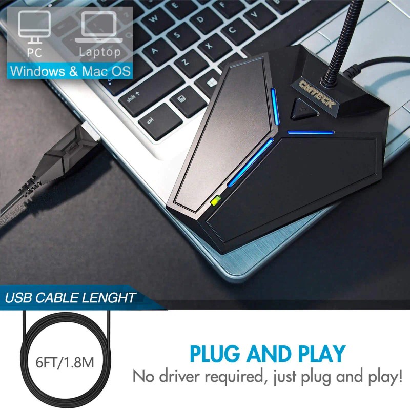 CMTECK G006 USB Desktop Condenser Omnidirectional Microphone for PC Games