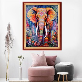 Dooxvey Cross Stitch Kits for Adults Beginners,Full Range of Cross-Stitch Stamped Kits Needlepoint Kits for Beginners Embroidery Kits 11CT Cross Stitch Patterns-Colorful Elephant 16x20 inch