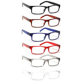BIENCOOL 6 Pack Reading Glasses Traditional Frames for Men and Women Readers with Spring Loaded Hinges (Mix Color, 1.75, multiplier_x)