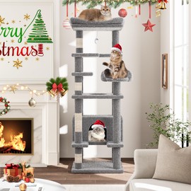 Cat Tree, Tall Cat Tower Condo for Indoor Large Cats, Cat House Furniture with Padded Plush Perch Sisal Scratching Posts