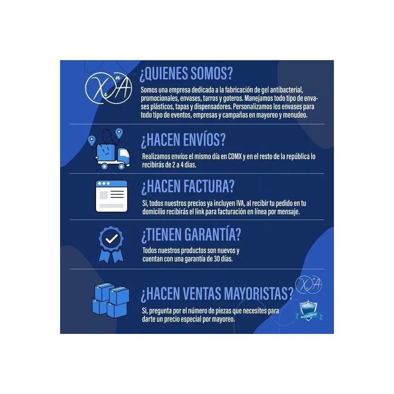 Xena Envase Para Gel Antibacterial 250 Ml Paquete De 50