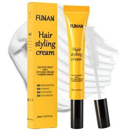 FUNAN Hair Mascara for Flyaways, 3-in-1 Hair Styling Cream with Taming Wand, No White Residue, Frizz Control & Edge Styling for Baby Hairs, Slick Back Hair Products for All Hair Types, 0.6 oz