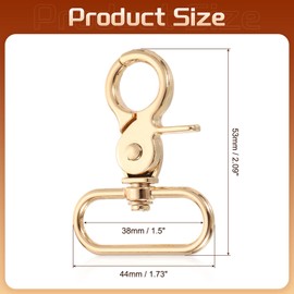 sourcing map 6Pcs Swivel Snap Hook, 38mm(1 1/2") Trigger Snap Heavy Duty Zinc Alloy Metal Lobster Claw Clasp Lanyard Clips for Straps Bags Belting Leathercraft, Light Gold