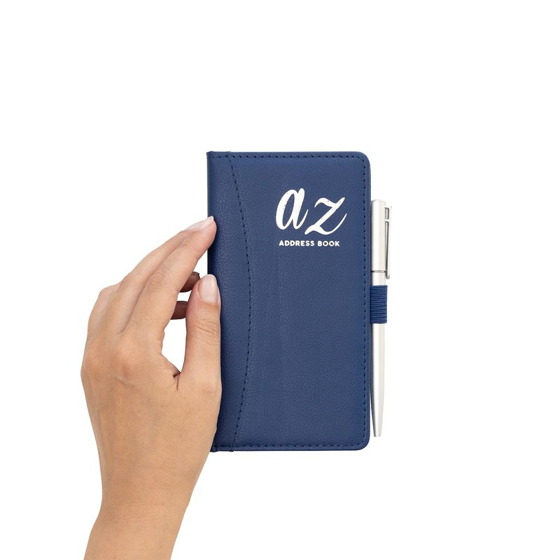 Evelay Address Book A-Z Blue Index Hard Back Cover Slim