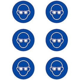 Daged 6 x Eye Protection Stickers Diameter 4 cm Mandatory Sign Safety Sign Sticker MT-23