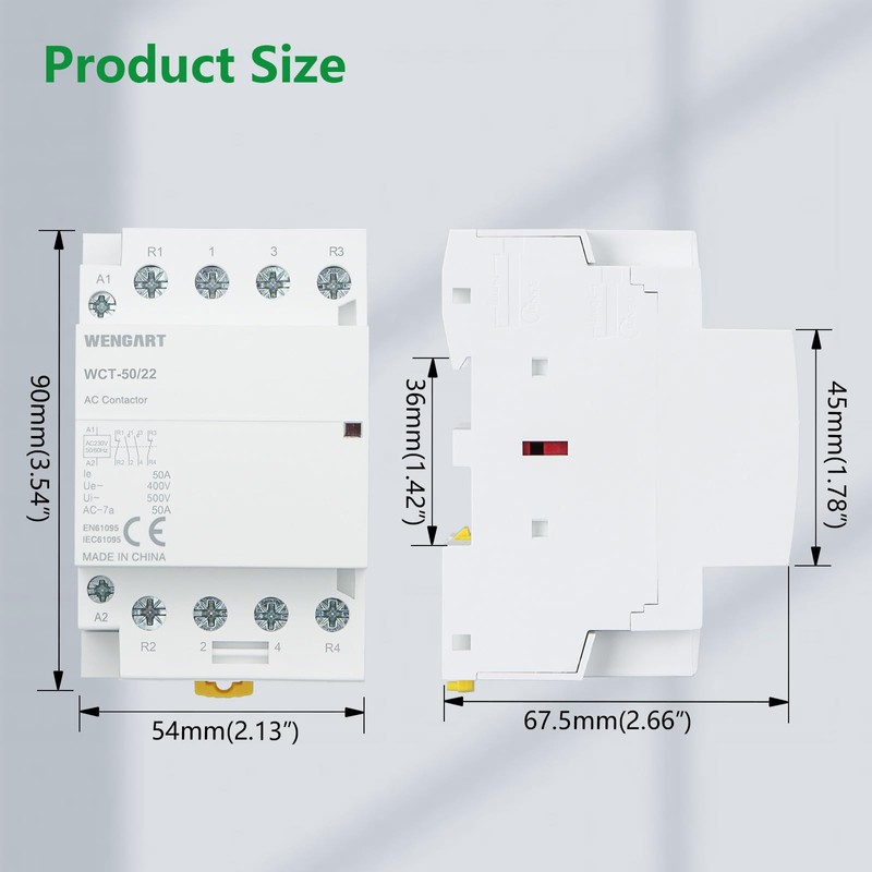 Wengart Compact AC Contactor WCT-50, 2NO2NC AC230V 50A, Built for
