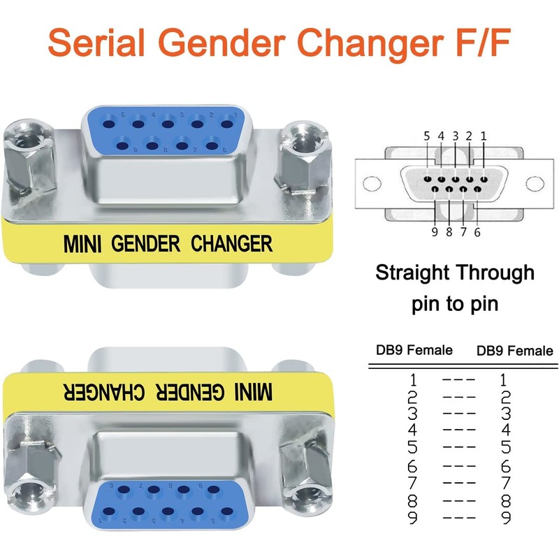 DTECH RS232C DB9 Compact Conversion Adapter Gender Changer 3-Set (Male-Male,
