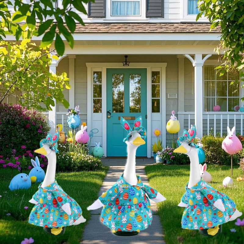 Easter Goose Outfit for 23 Inch Porch Display(Egg Rabbit Print)