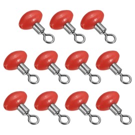PATIKIL 0.7"x0.5" Cross-Line Fishing Swivels & Bead, 10Pcs T Shape Pulley Slide Rig Rolling Swivels Fishing Hooks Connector Terminal Tackle, Red