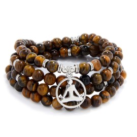 Yoga Charm 108 Mala Zen Buddha Beads Bracelet Necklace for Men or Women, Stone, No gemstone