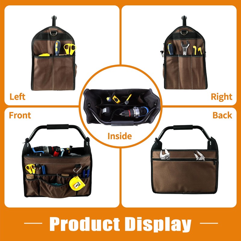 KUNLUN 15-Inch Open Top Tool Bag, Electrician Tool Bag, Tool