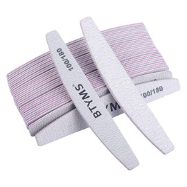 BTYMS 25Pcs 100/180 Grit Nail File and Buffer Professional Double-Sided Emery Boards for Acrylic, Gel & Natural Nails