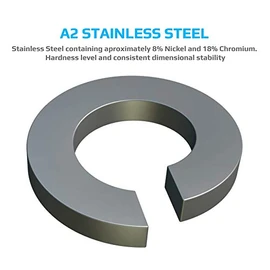 M6 Spring Washers, Stainless Steel Washers, Split Ring, Lock Washer, Stainless Steel, Single Coil Square Washer, Sealing Ring for 6mm Bolt/Screw DIN 127 A2 (Pack of 50)