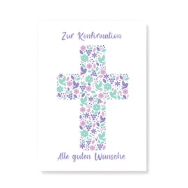 Friendly Fox Girl's Confirmation Card, 1 x Confirmation Card with Envelope, Girl's Confirmation Card, DIN A6 Confirmation Card